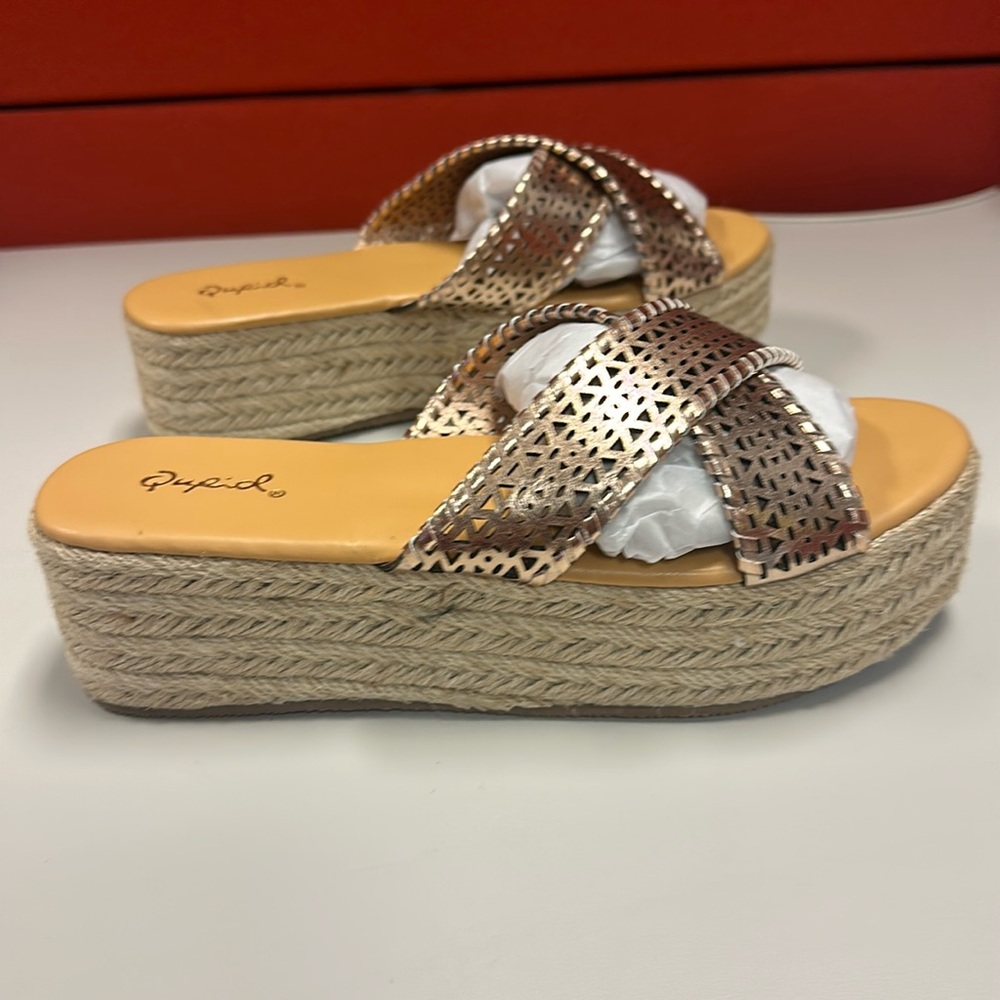Qupid rose gold metal sandals size us 7 eur38